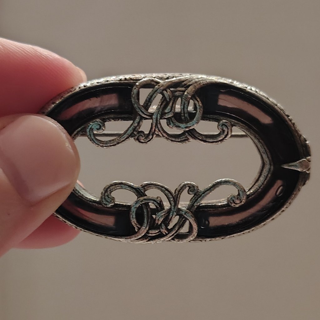 Vintage Art Deco 925 Sterling Silver Purple Plum Glass Brooch Pin 64$